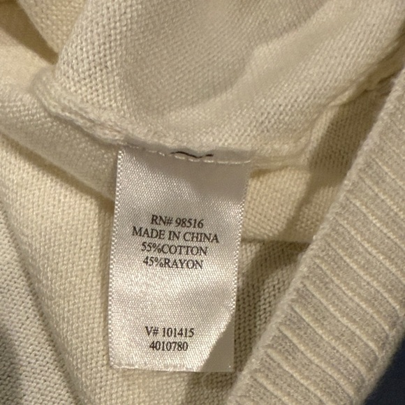 Coldwater Creek Vintage Christmas theme Creamy White Beaded Tree Sweater Size L - Picture 9 of 10